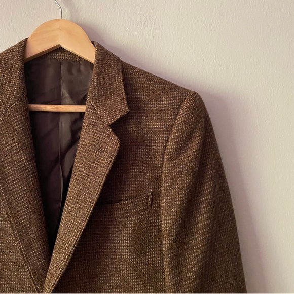 Jean Paul Germain Blazer Suit Jacket Single Button Long Sleeve Tweed Brown - Picture 4 of 8